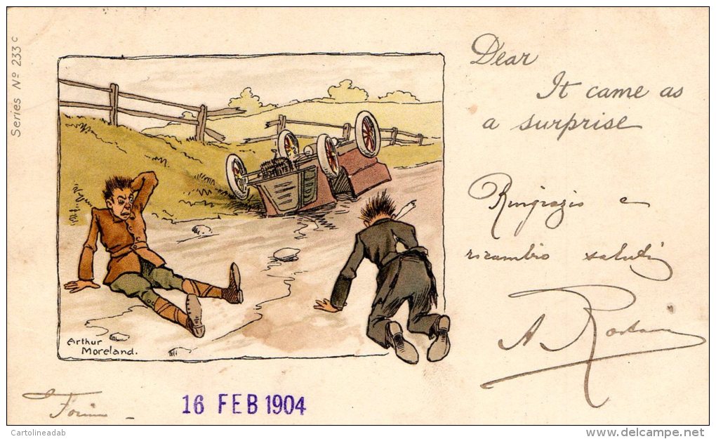 [DC8757] CARTOLINA ILLUSTRATA - INCIDENTE STRADALE - ARTHUR MORELAND - Viaggiata - Old Postcard - Moreland, Arthur