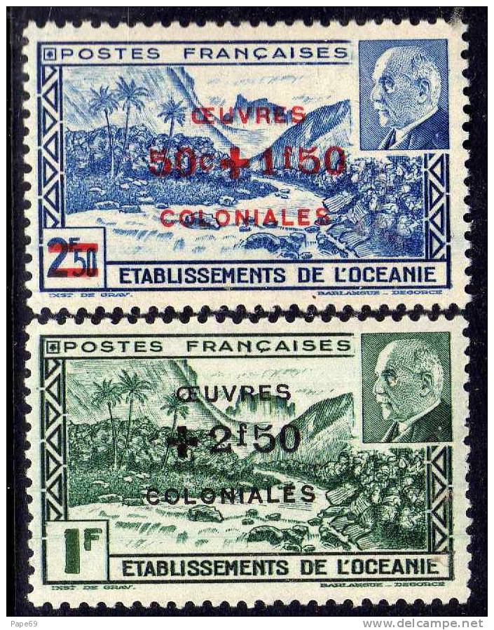 Océanie N° 169 / 70 X  : La Paire Surchargée Oeuvres Coloniales: Trace De Charnière Sinon TB - Neufs