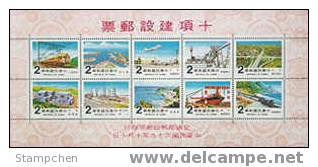 1980 Ten Major Construction Stamps S/s Interchange Plane Train Nuclear Ship Petrochemical - Atom