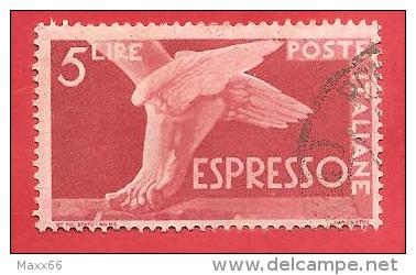 ITALIA REPUBBLICA USATO - 1945 - ESPRESSO - Democratica - Piede Alato  -  £ 5 - S. E25 - Express/pneumatic Mail