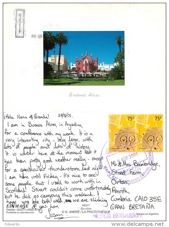 Buenos Aires, Argentina Postcard Used Posted To UK 2001 Nice Stamp - Argentina