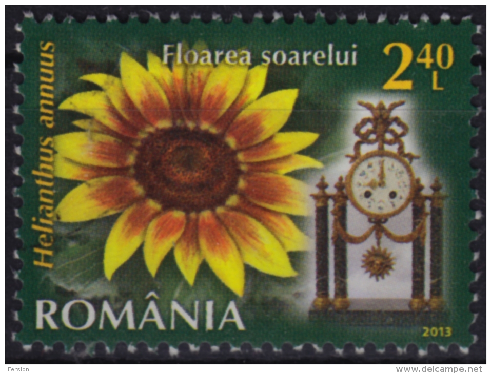 2013 Romania - CLOCK / SUNFLOWER - USED - Uhrmacherei