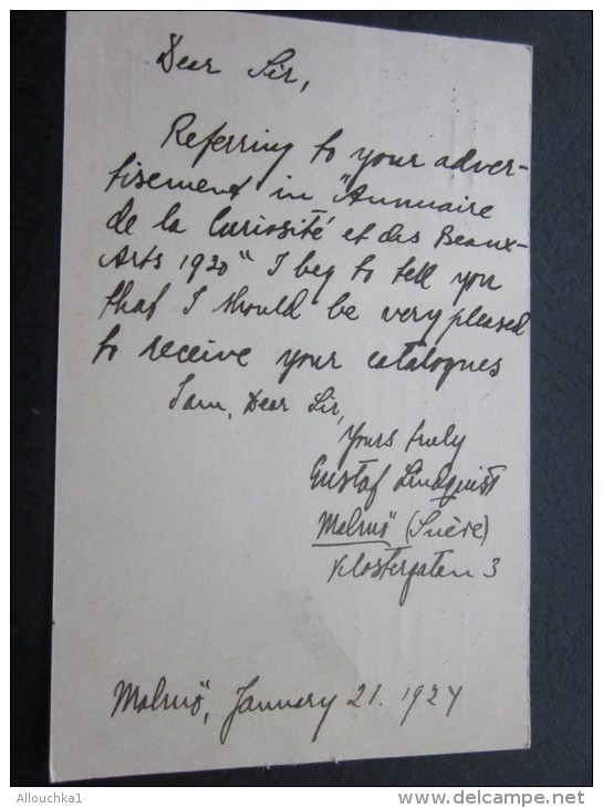 1924 Brevkort Entier Postal +timbre Rajouté Suéde Sverige Lettre Letter Cover Entiers Postaux Pour Librairie Paris - Entiers Postaux