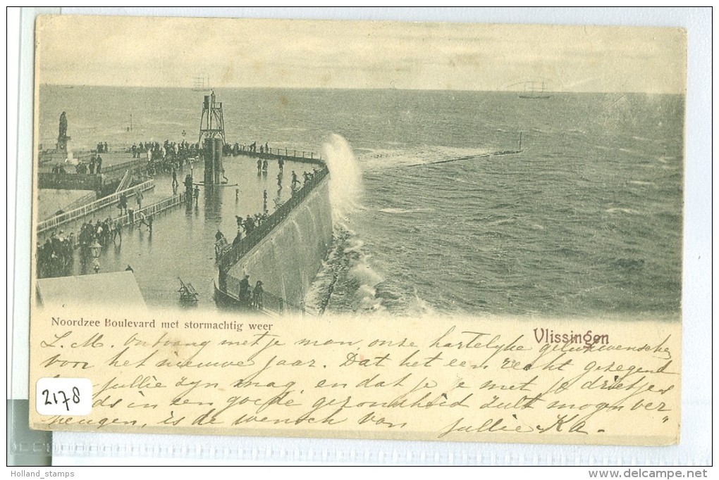 VLISSINGEN * NOORDZEE BOULEVARD MET STORMACHTIG WEER * ANSICHTKAART * CPA (2178) GELOPEN IN 1903 Naar ROTTERDAM - Vlissingen