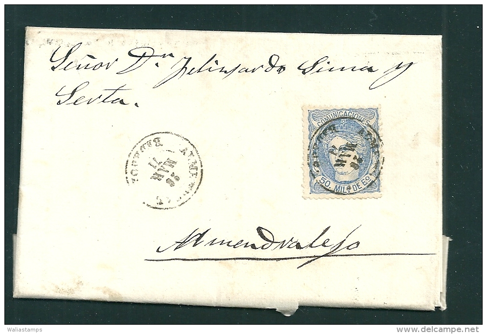 Spain 1871 EDIFIL 107 Almendralejo Badajoz - Briefe U. Dokumente