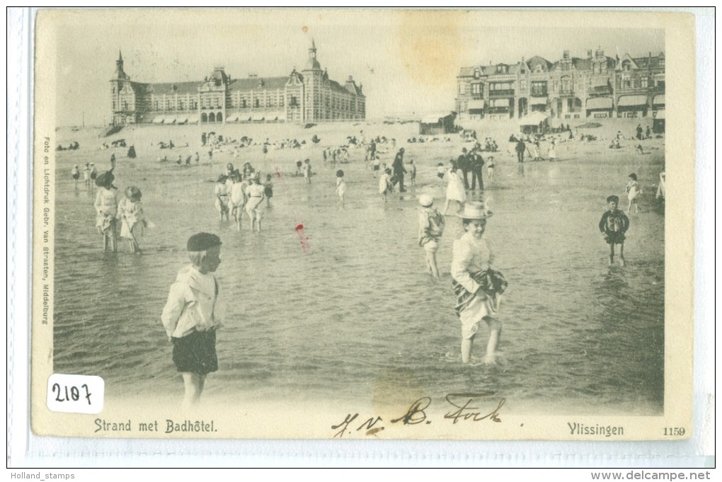 VLISSINGEN * STRAND MET BADHOTEL* ANSICHTKAART * CPA (2187) GELOPEN IN 1903 Naar BRUXELLES - Vlissingen