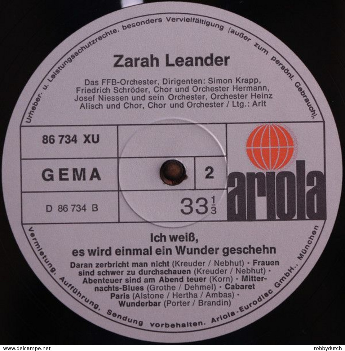 * 2LP *  ZARAH LEANDER - ICH WEISS, ES WIRD EINMAL EIN WUNDER GESCHEHN (Germany  ex-!!!)