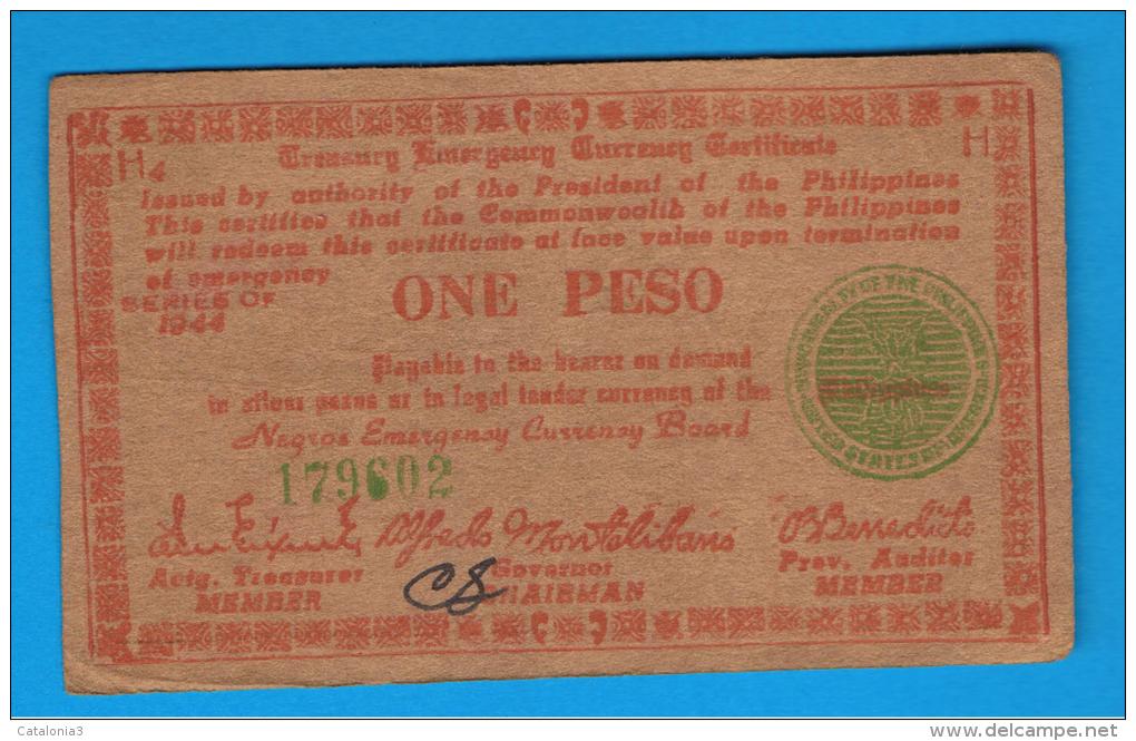 FILIPINAS - PHILIPPINES  -  GUERRILLAS - NEGROS - 1 Peso 1944  Serie H4 - Filipinas