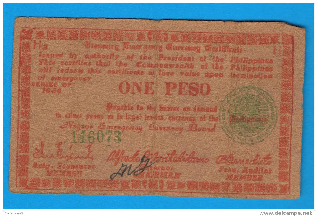 FILIPINAS - PHILIPPINES  -  GUERRILLAS - NEGROS - 1 Peso 1944  Serie H3 - Philippines