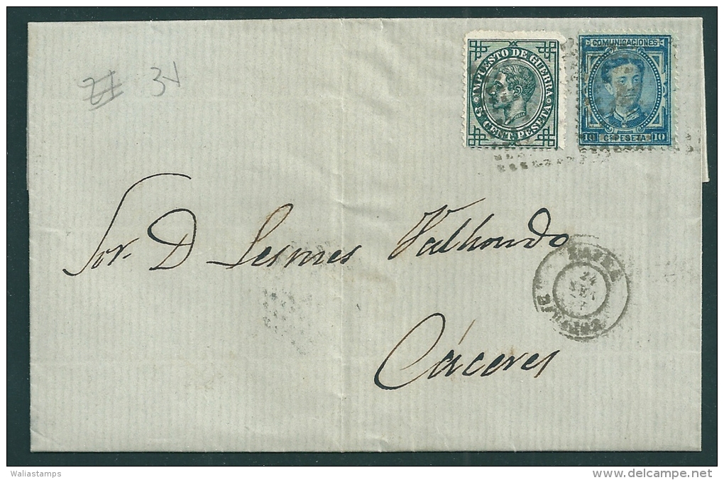 Spain 1877 EDIFIL 175-183 Caceres - Storia Postale