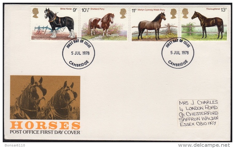 GB 1978-0003, Horses FDC - 1971-1980 Decimal Issues