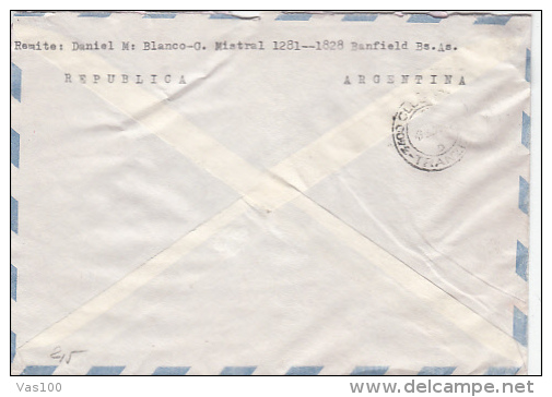 POSTMARKS ON REGISTERED AIRMAILCOVER, 1989, ARGENTINA - Covers & Documents