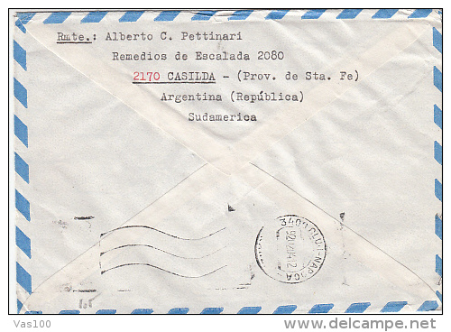 POSTMARKS ON AIRMAIL COVER, 1992, ARGENTINA - Brieven En Documenten