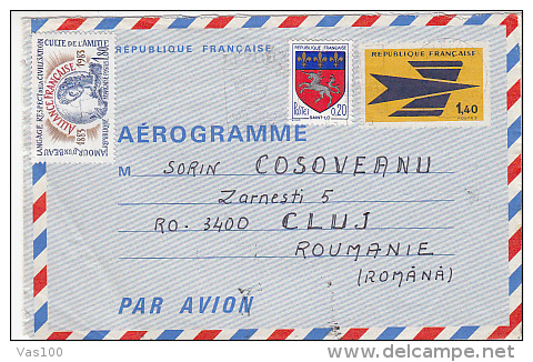 COAT OF ARMS, MUSEUMS, STAMP AND POSTMARK ON AIRMAIL COVER, SENT TO ROMANIA, 1993, FRANCE - Lettres & Documents