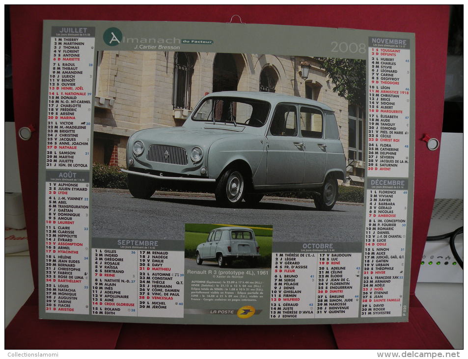 Citroën DS 19, 1956 / Renault R 3 ( Prototypes 4L) 1961. Calendrier Almanach Du Facteur - J. Cartier Bresson - 2008 - - Grand Format : 2001-...