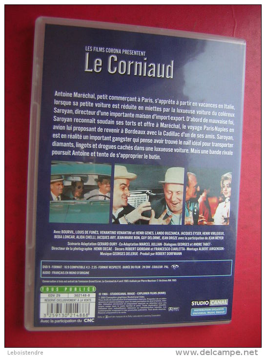 DVD     LOUIS DE FUNES   BOURVIL  FILM GERARD OURY   LE CORNIAUD  EDITION SIMPLE - Comédie