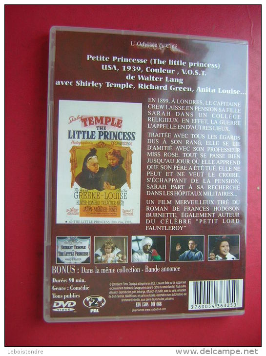 DVD  PETITE PRINCESSE   SHIRLEY TEMPLE  1939 - Enfants & Famille