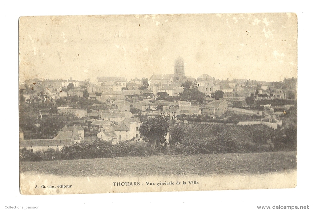 Cp, 79, Thouars, Vue Générale De La Ville, écrite 1910 - Thouars