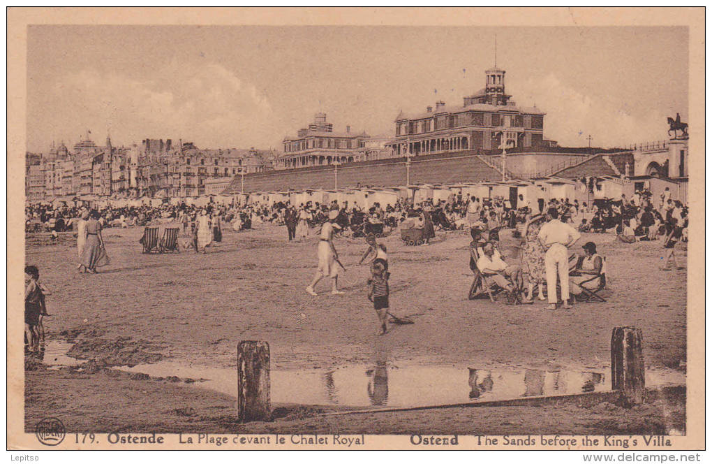 OSTENDE   ACP  "La Plage Devant Le Châlet Royal  " édit ALBERT Nr 179   Non-écrite   Voir Scans - Oostende