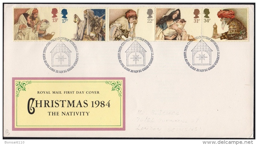 GB 1984-0007, Christmas FDC, Bethlehem Llandeilo Dyfed SHS - 1981-1990 Decimal Issues