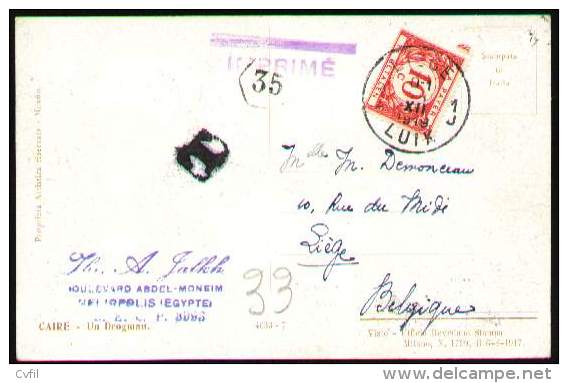 EGYPT 1919 - POSTAL CARD From CAIRO TAXED On Arrival To LIEGE, BELGIQUE - 1915-1921 Protectorado Británico