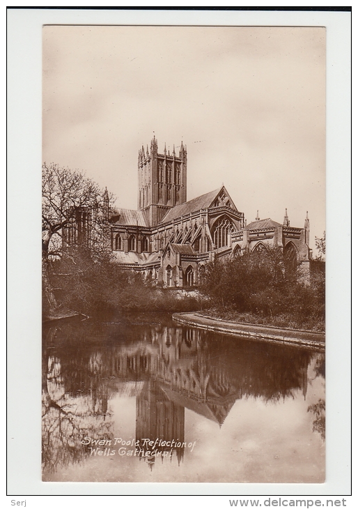 Swan Pool &amp; Reflection Of Wells Cathedral United Kingdom Old PC - Wells