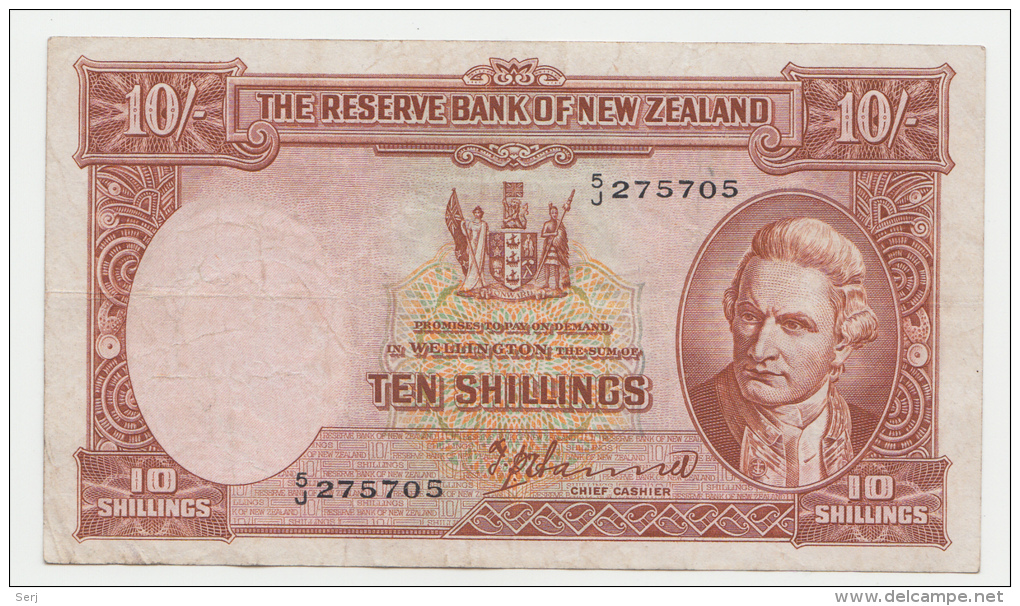 New Zealand 10 Shillings 1940 - 1955 VF+ Banknote P 158a 158 A (HANNA) - Nueva Zelandía