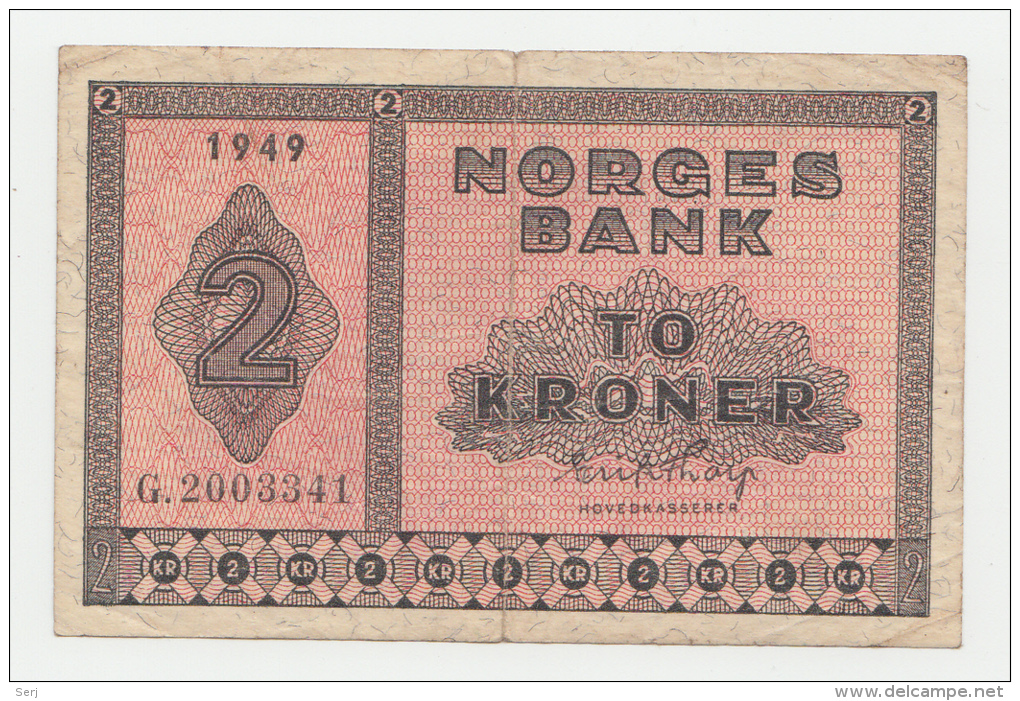 Norway 2 Kroner 1949 "aVF" P 16b  16 B - Norvège