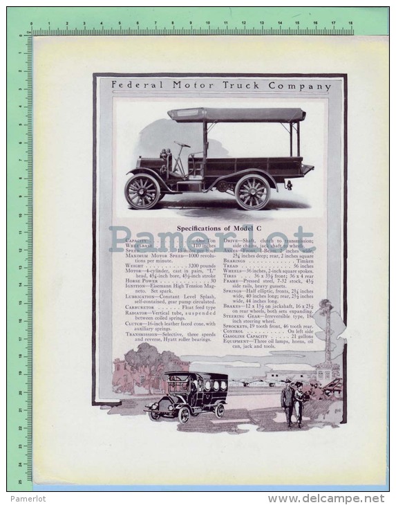 1911 FEderal Motor Truck Compagny And Specification And Company Description Detroit Michigan USA - Camion