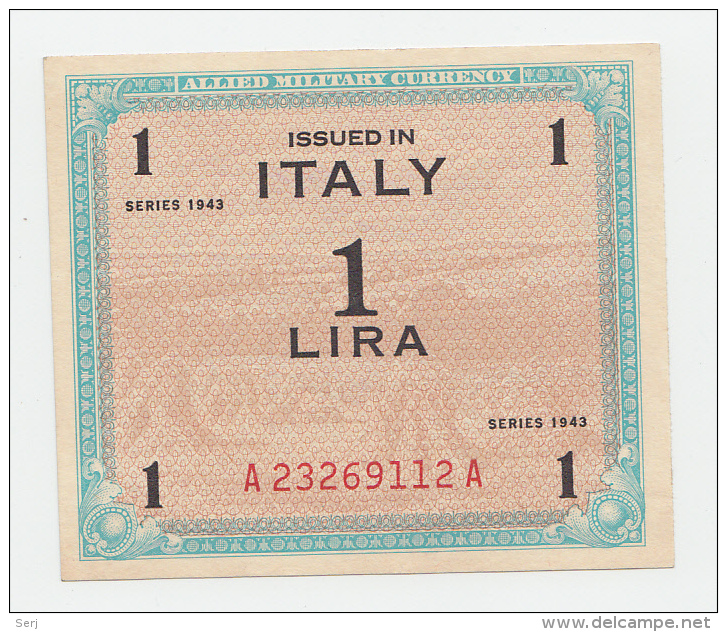 Italy 1 Lira 1943 AUNC+ CRISP Banknote P M10b AMC - Ocupación Aliados Segunda Guerra Mundial