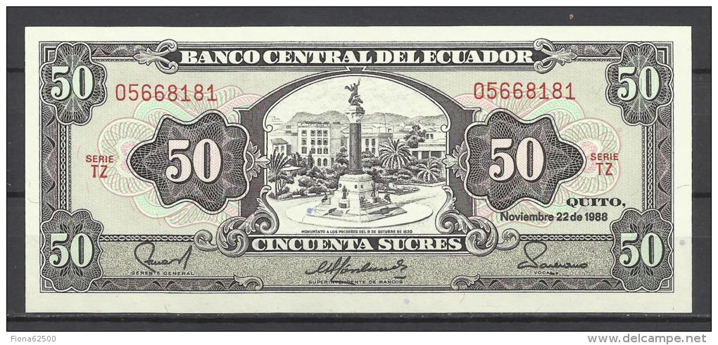 EQUATEUR .  BILLET DE 50 SUCRES 1988  . - Ecuador