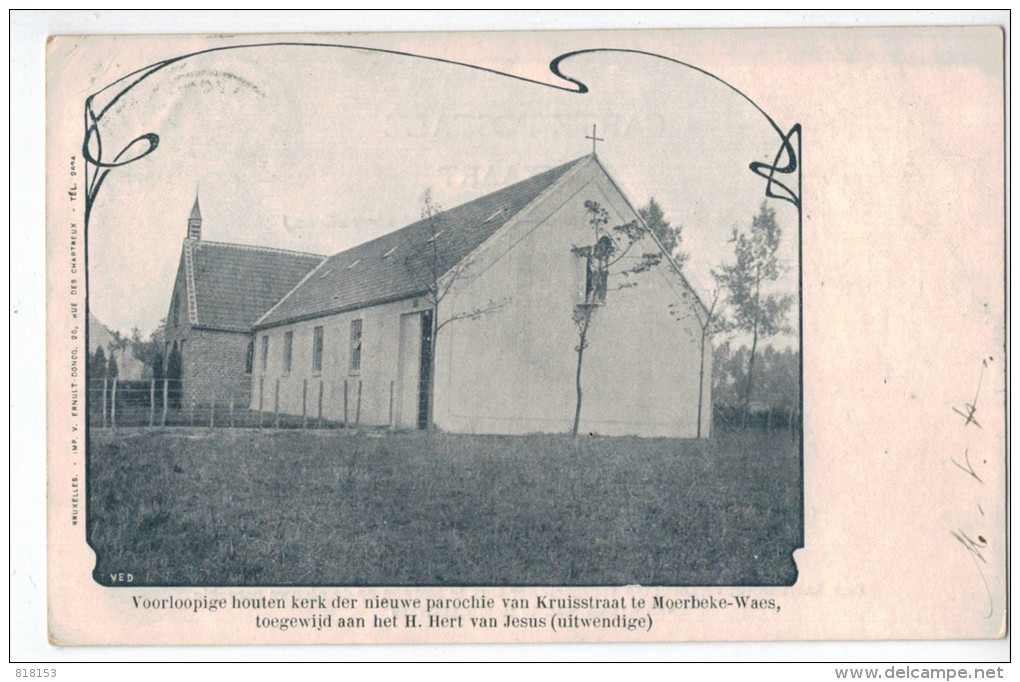 Moerbeke-Waes : Voorloopige Houten Kerk Der Nieuwe Parochie...(1903) - Moerbeke-Waas