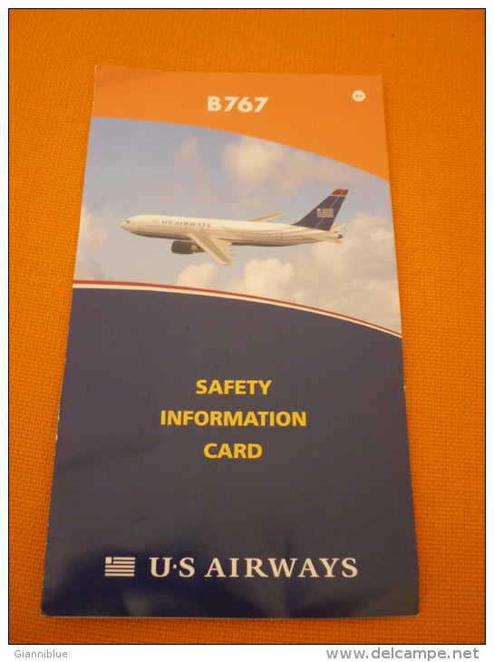 Boeing B767 US Airways USA Safety Card - Consignes Sécurité/safety Card - Safety Cards