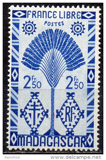 MADAGASCAR 1943 Travellers Tree - 2f.50 - Blue  . MH - Nuovi