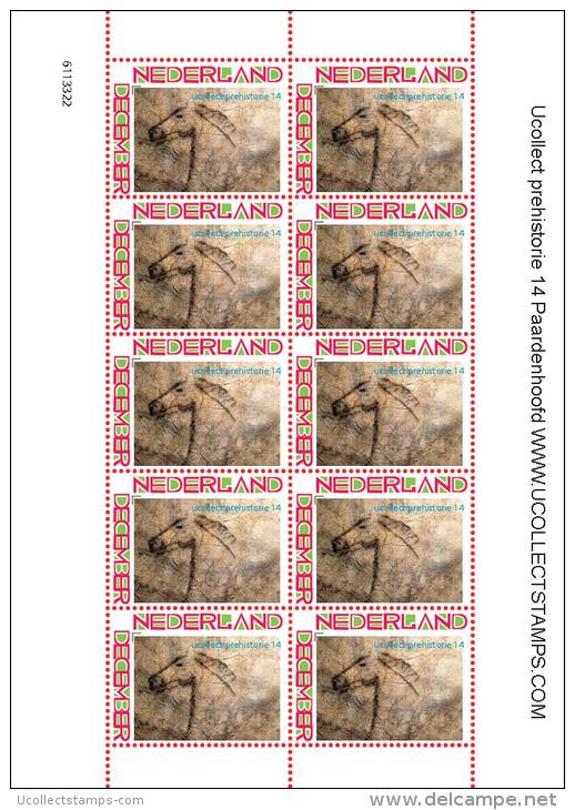 Nederland  2012 Ucollect 14 Prehistorie Tekening Paarden Hoofd Vel Van 10  Postfris/mnh/neuf - Unused Stamps