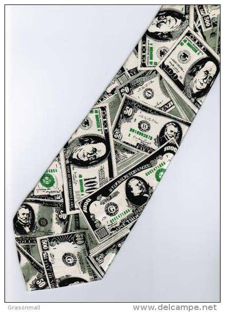 Money USA United States Banknote Cartoon Novelty Fancy Neck Tie - Other & Unclassified