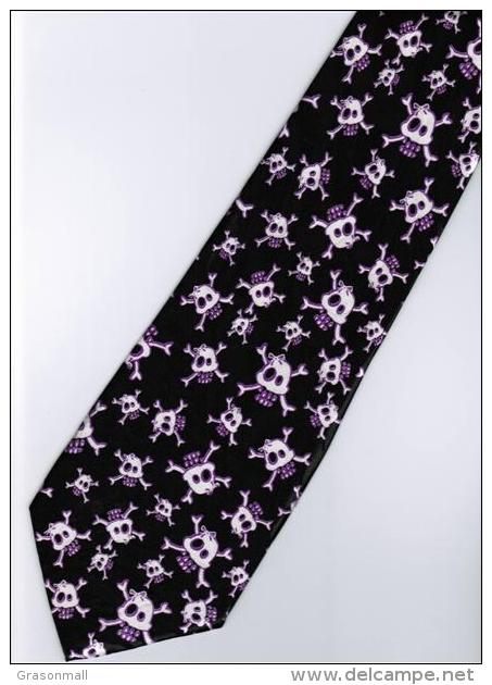 Halloween Cute Skull Punk Rock Cartoon Novelty Fancy Neck Tie - Other & Unclassified