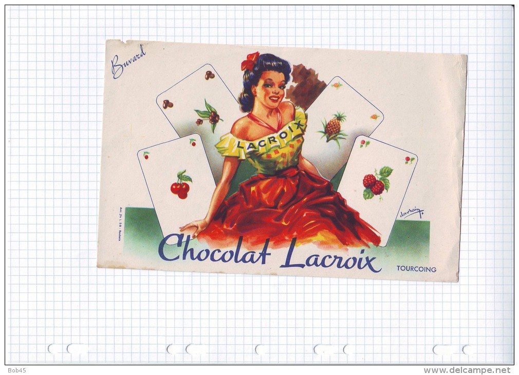 35 - BUVARD CHOCOLAT LACROIX DAVRAIN FEMME CARTE AS - Kakao & Schokolade