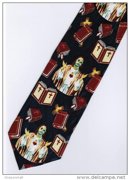 Jesus Christ Christian Holy Bible Religious #1 Christmas Cartoon Novelty Fancy Neck Tie - Other & Unclassified