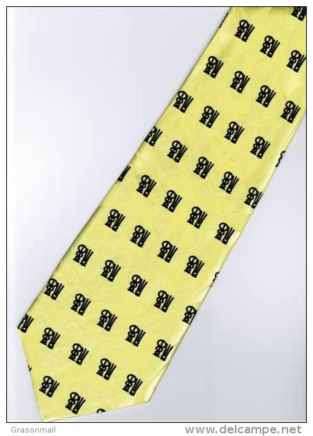 Chinese Calligraphy Fu Good Luck Fortune Yellow Cartoon Novelty Fancy Neck Tie - Other & Unclassified