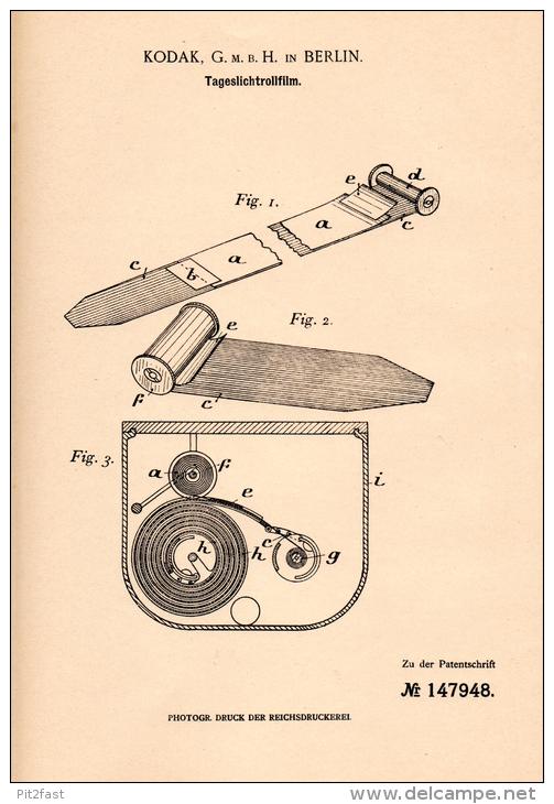 Original Patentschrift - Kodak GmbH In Berlin , 1903 , Tageslicht - Rollfilm , Film , Photographie , Negativ !!! - Zubehör & Material