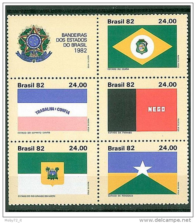 Brasile - 1982 - Usato - Mi N. 1937/41 - Bandiere - Used Stamps