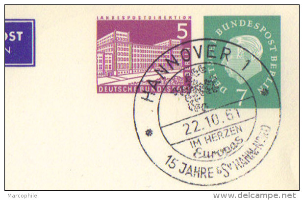 ALLEMAGNE - BERLIN / 1961 ENTIER POSTAL PRIVE AVION - DEUX FIGURINES IMPRIMEES  (ref 3113) - Privé Briefomslagen - Gebruikt