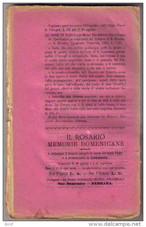 IL ROSARIO  - MEMORIE DOMENICANE - FERRARA 1884 - ESERC. SETTIMANA SANTA - MIRACOLOSA VERGINE DEL ROSARIO A FONTANELLATO - Religion