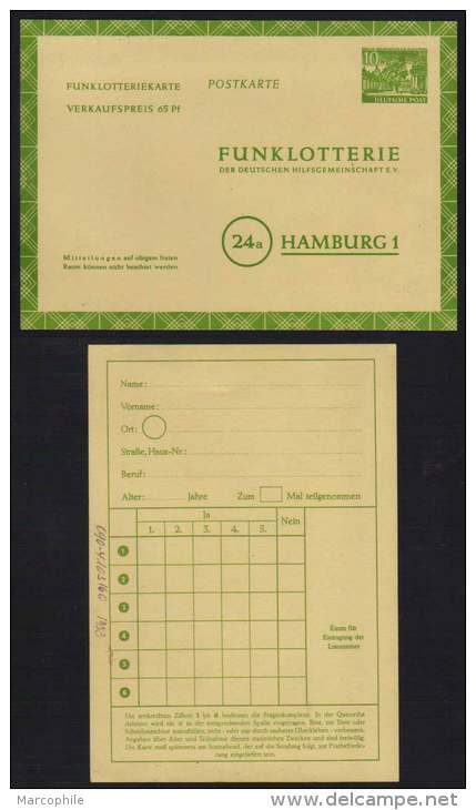 ALLEMAGNE - BERLIN - LOTERIE / 1953 ENTIER POSTAL / COTE 24.00 EUROS (ref 3093) - Cartes Postales Privées - Neuves