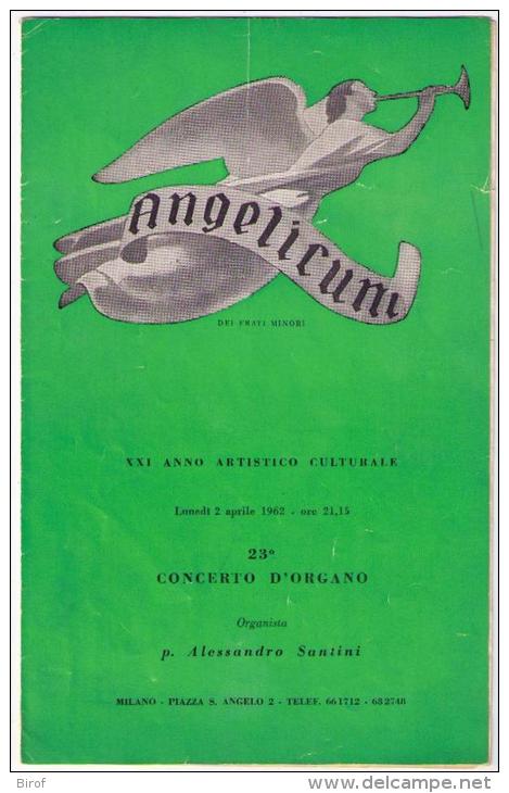 OPUSCOLO ANGELICUM MILANO  - CONCERTO D´ORGANO  - SANTINI - 1962 - Theatre
