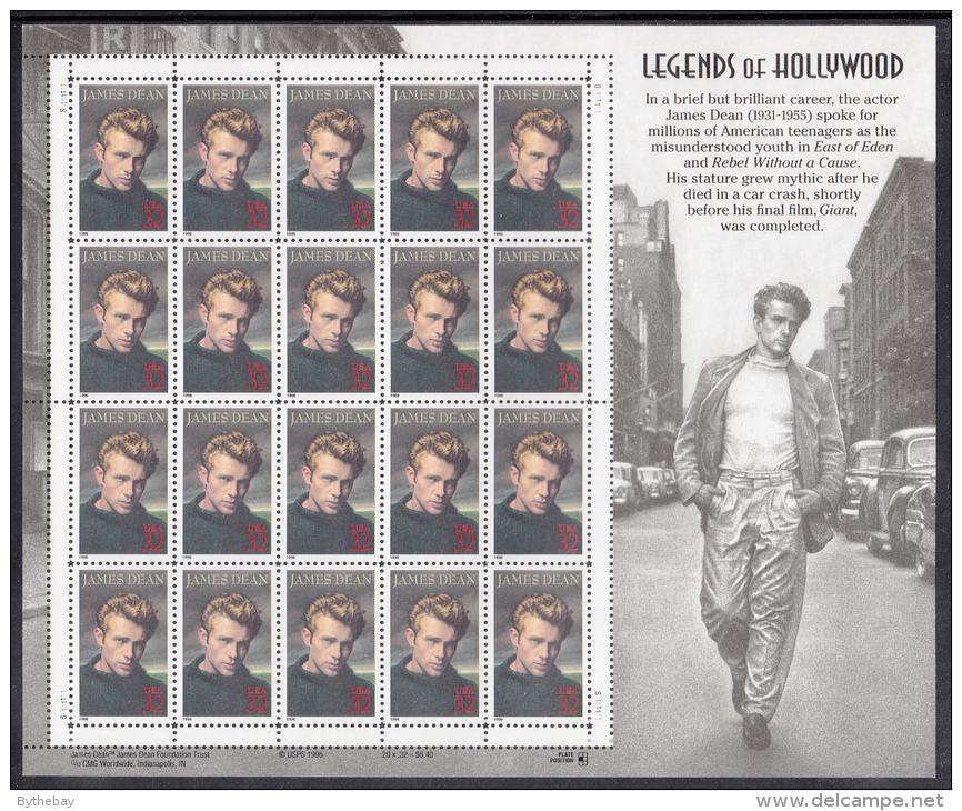 USA MNH Scott #3082 Minisheet Of 20 32c James Dean - Legends Of Hollywood - Sheets