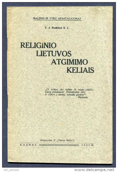 1932 Lithuania Book Lietuva / Religious Revival (Religinio Atgimimo) J. Paukstys - Oude Boeken