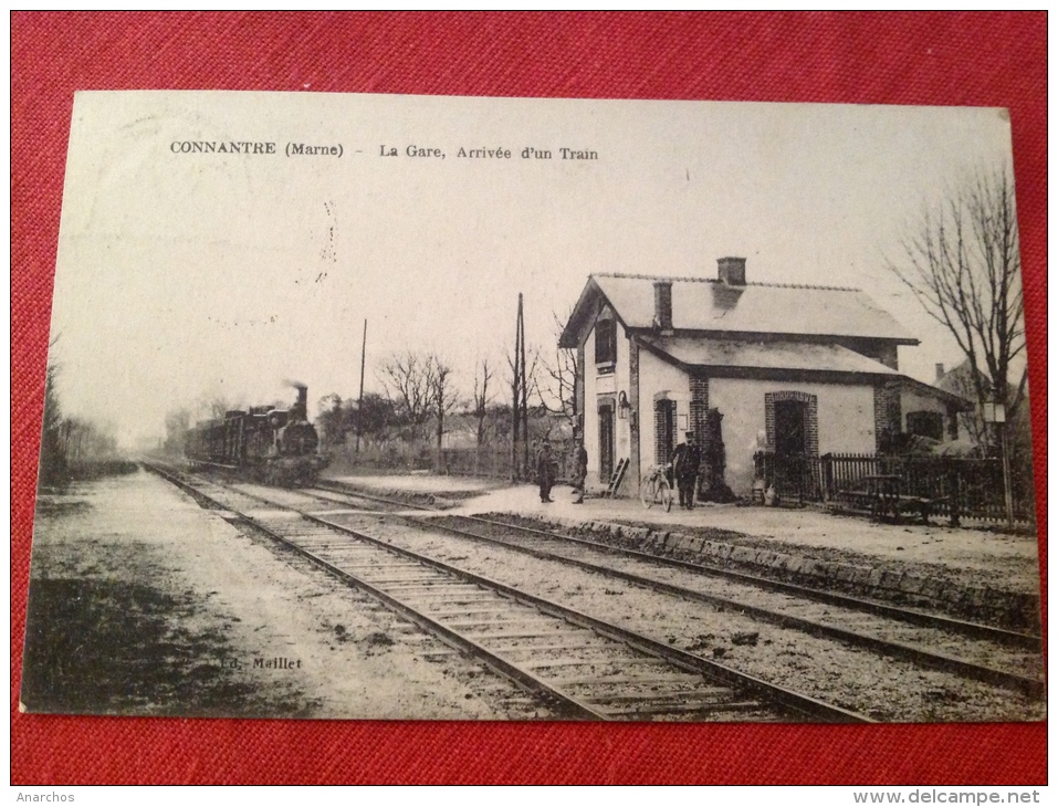 51 CONNANTRE Marne La Gare Arrivée D´un Train Courrier D´un Médecin Auxiliaire SP 186 - Ay En Champagne