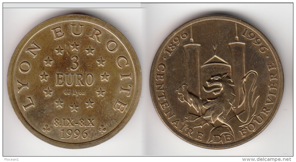 **** 3 EURO DE LYON EUROCITE 1996 - FOURVIERE (du 08/09 Au 08/10) - PRECURSEUR EURO **** EN ACHAT IMMEDIAT !!! - Euros Of The Cities